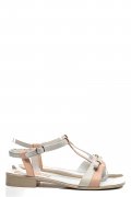 SANDALE ROZ ALB PIELE NATURALA 5S7716
