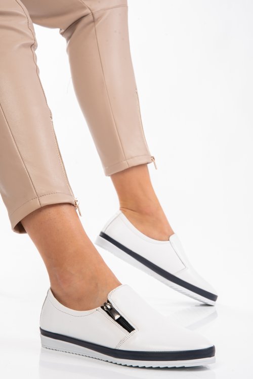 Pantofi albi piele naturala 3s77038