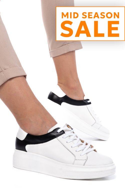 Pantofi sport femei piele naturala alb negru 3s77000