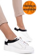 PANTOFI SPORT FEMEI PIELE NATURALA ALB NEGRU 3S77000