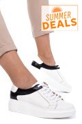 PANTOFI SPORT FEMEI PIELE NATURALA ALB NEGRU 3S77000
