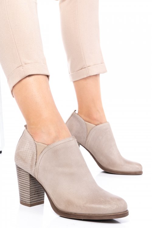 Botine bej piele naturala 3s77086