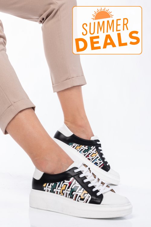 Pantofi sport alb negru piele naturala 3s77000
