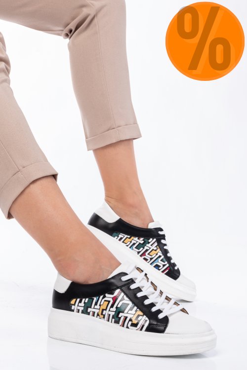 Pantofi sport alb negru piele naturala 3s77000