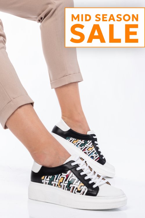 Pantofi sport alb negru piele naturala 3s77000
