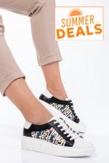 PANTOFI SPORT ALB NEGRU PIELE NATURALA 3S77000