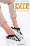 PANTOFI SPORT ALB NEGRU PIELE NATURALA 3S77000