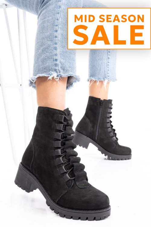 Ghete dama piele naturala intoarsa negre 1s7782859