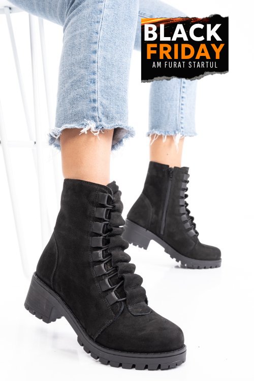 Ghete dama piele naturala intoarsa negre 1s7782859