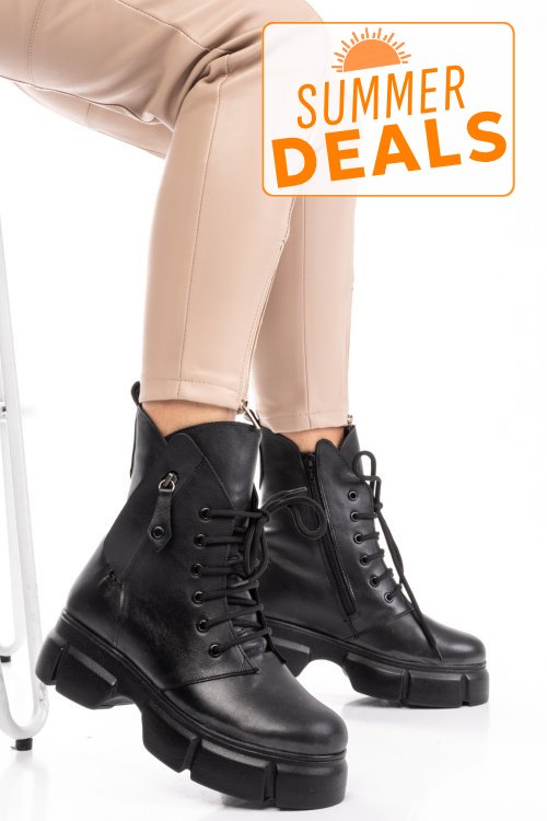 Ghete femei piele naturala negre 9s7763-a
