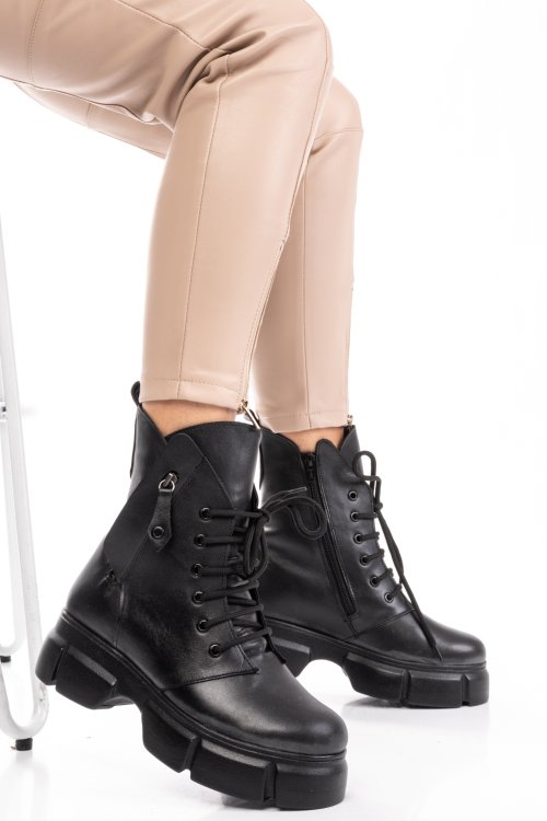 Ghete femei piele naturala negre 9s7763-a