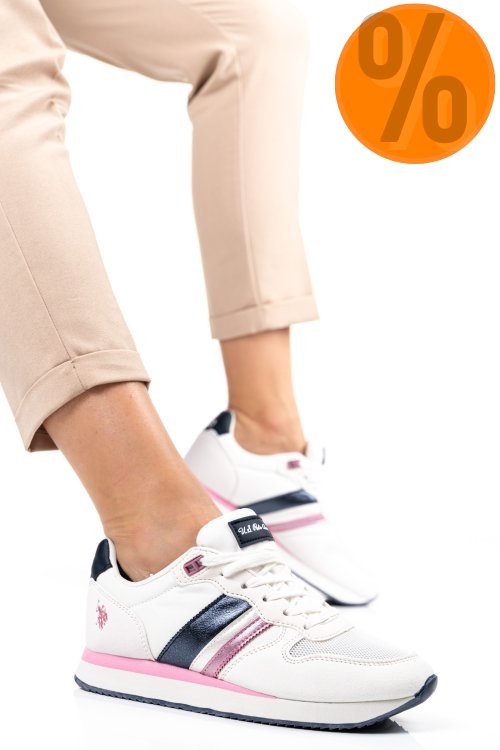 U.s. polo asssn, pantofi sport white pink nobiw004