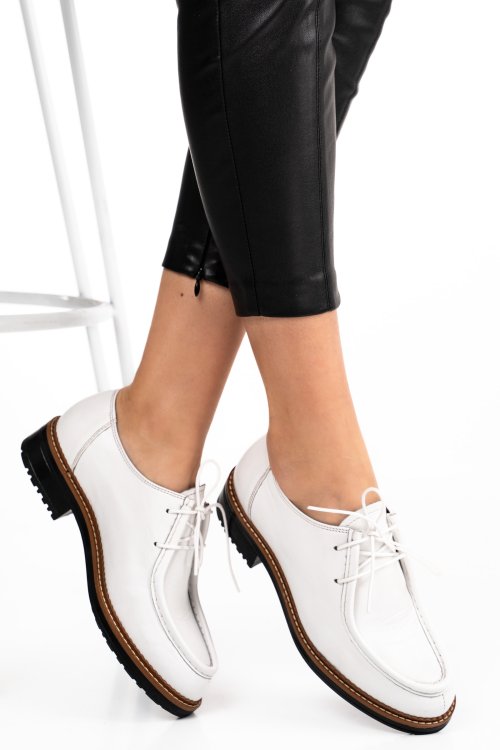 Mocasini albi  piele naturala 8s77456