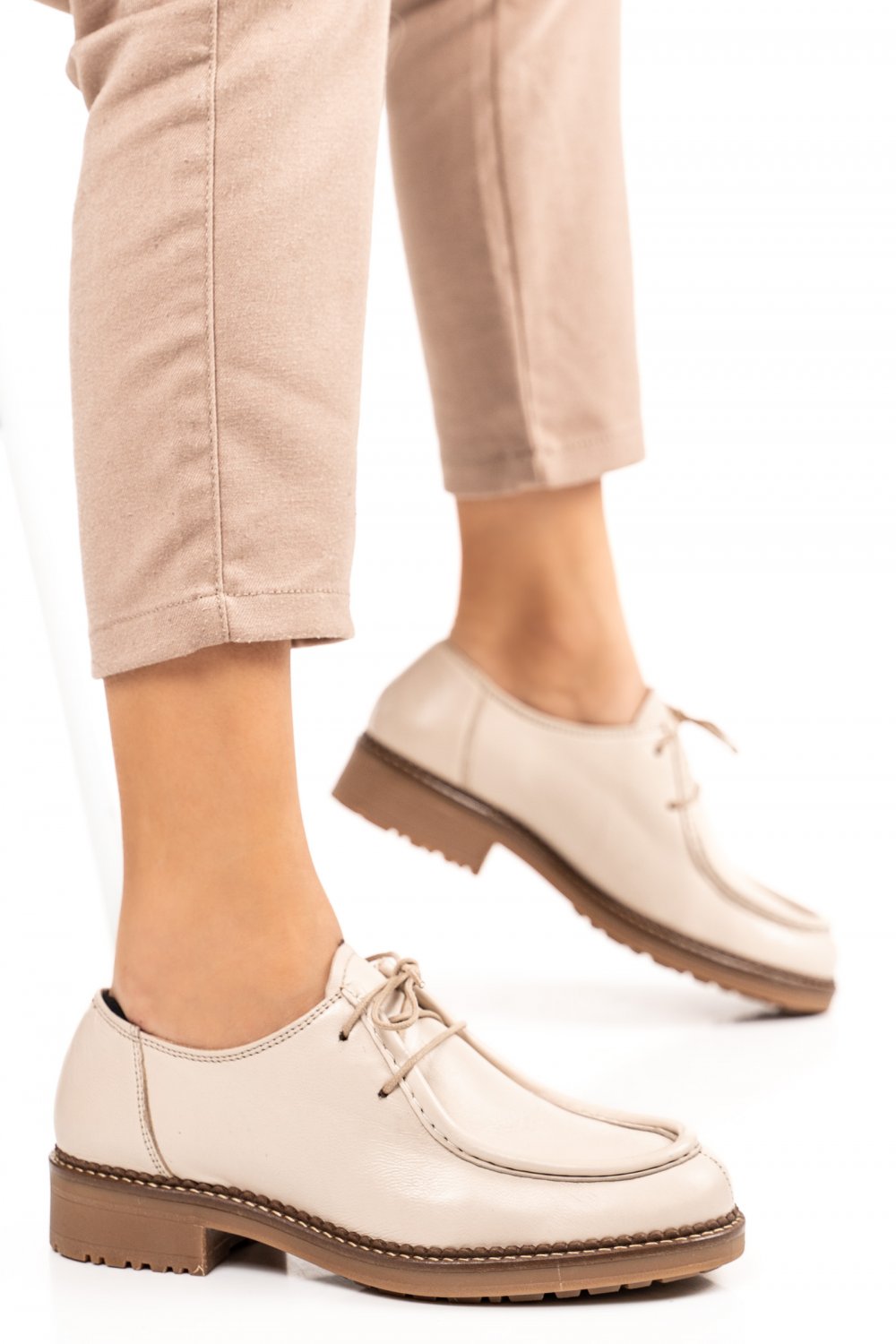 MOCASINI BEJ PIELE NATURALA 8S77456