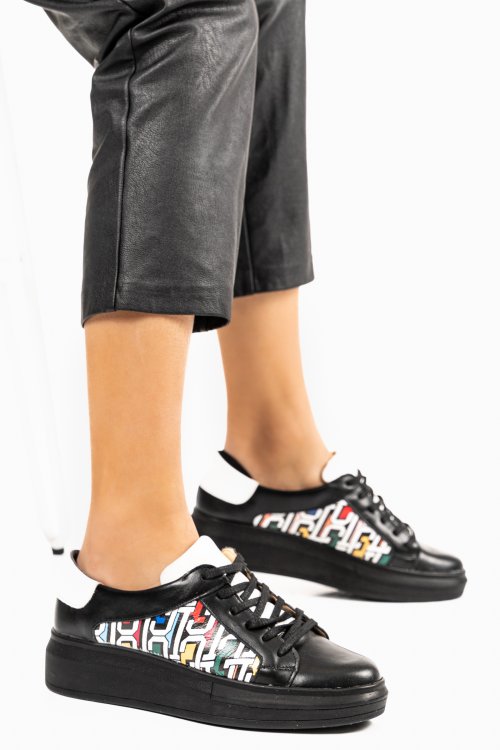 Pantofi sport all black piele naturala 3s77000