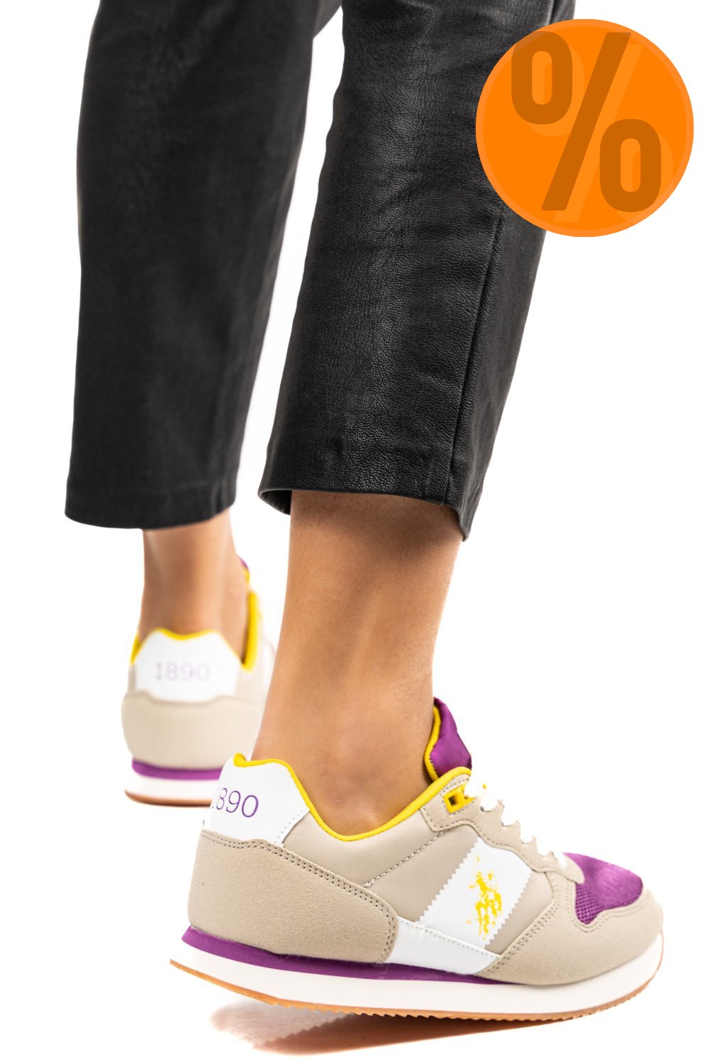 U.S. POLO ASSN, PANTOFI SPORT BEIGE FUCHSIA NOBIW005