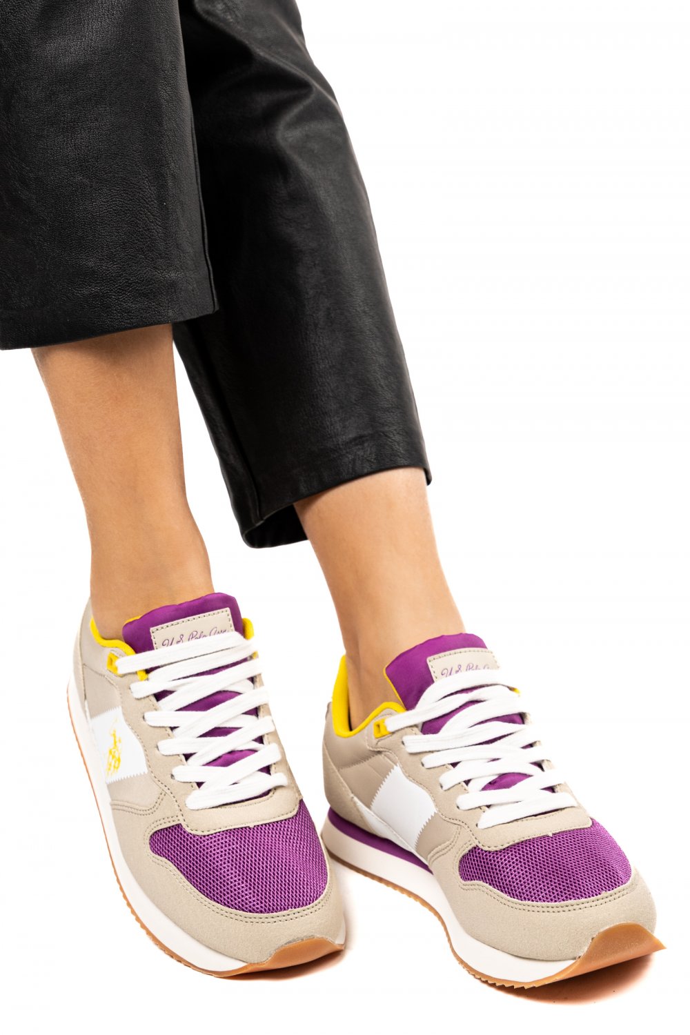 U.S. POLO ASSN, PANTOFI SPORT BEIGE FUCHSIA NOBIW005