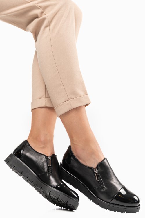Pantofi negri piele naturala 2s7721643np-npk