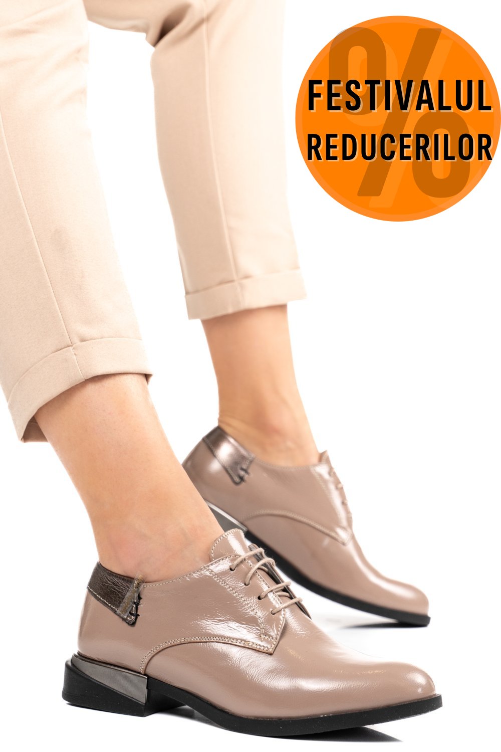 PANTOFI TAUPE PIELE NATURALA LACUITA 2S7712623NPK