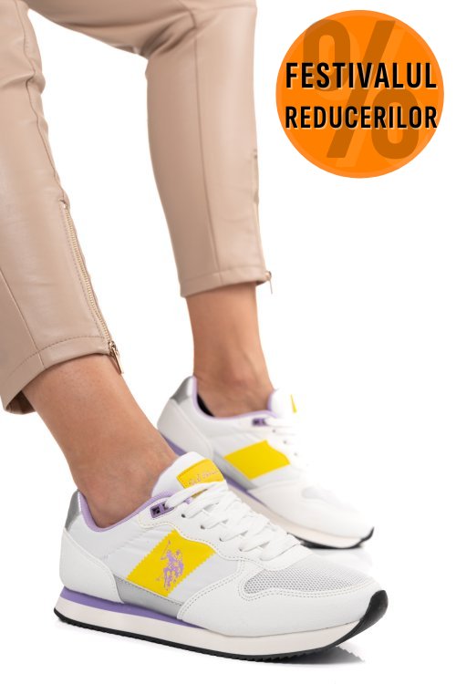 U.s. polo assn, pantofi sport white yellow nobiw005