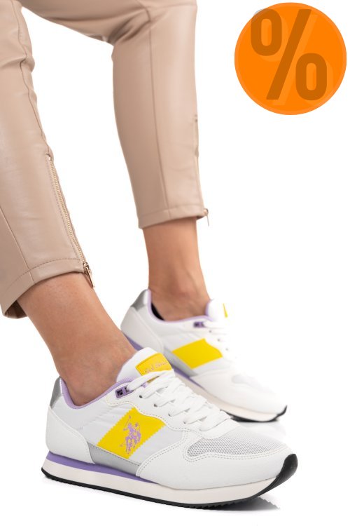U.s. polo assn, pantofi sport white yellow nobiw005
