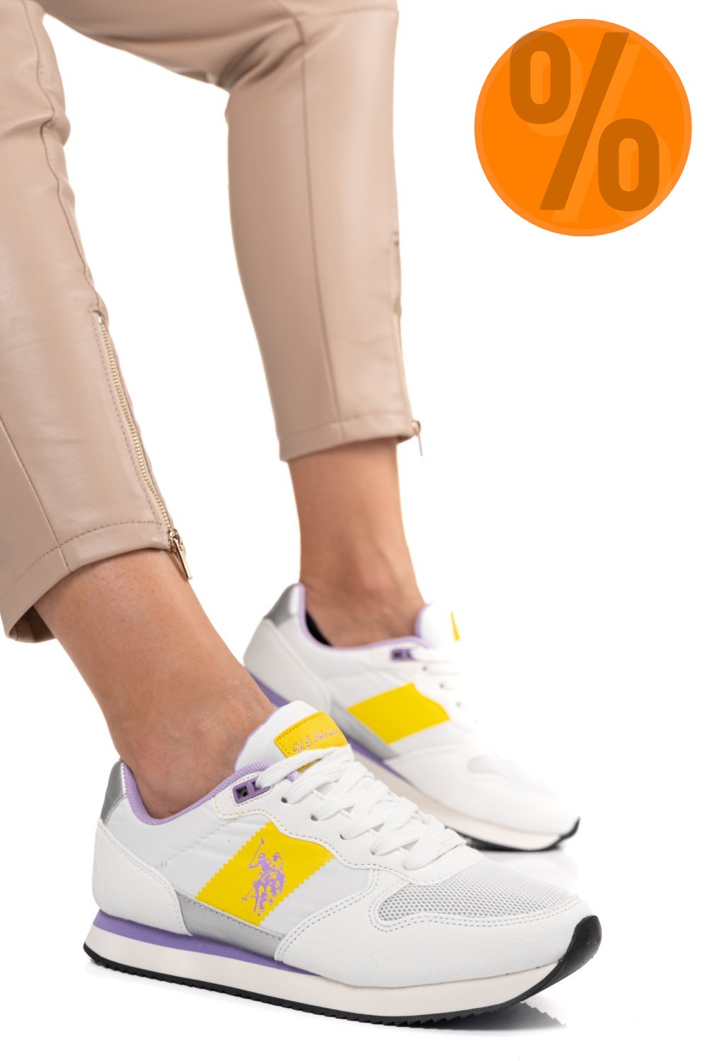 U.S. POLO ASSN, PANTOFI SPORT WHITE YELLOW NOBIW005