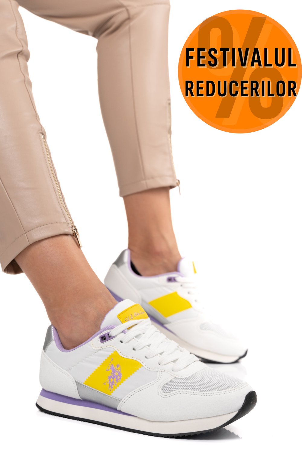 U.S. POLO ASSN, PANTOFI SPORT WHITE YELLOW NOBIW005