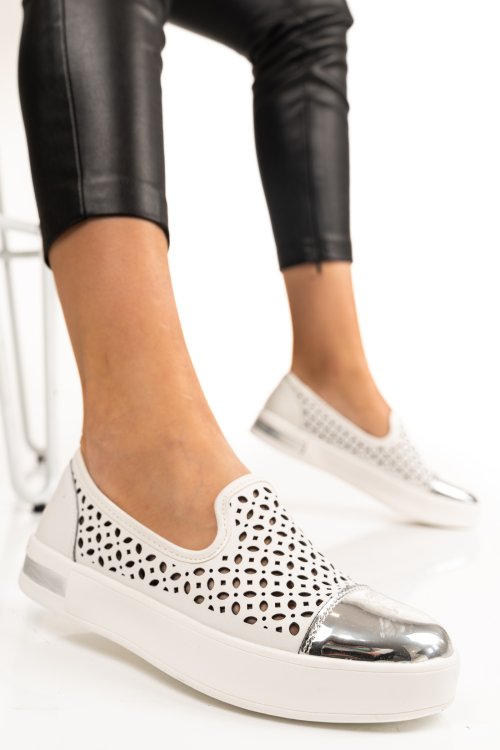 Espadrile albe piele naturala billy002