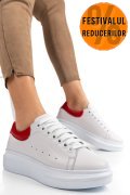 PANTOFI SPORT ALB ROSU PIELE NATURALA 2S7701684