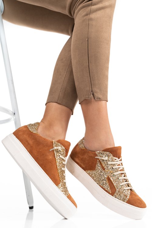 Pantofi sport maro piele naturala intoarsa ms77de