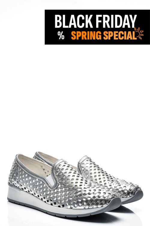 Pantofi argintii piele naturala 8s77199