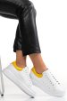 Pantofi sport alb galben piele naturala 2s7701684