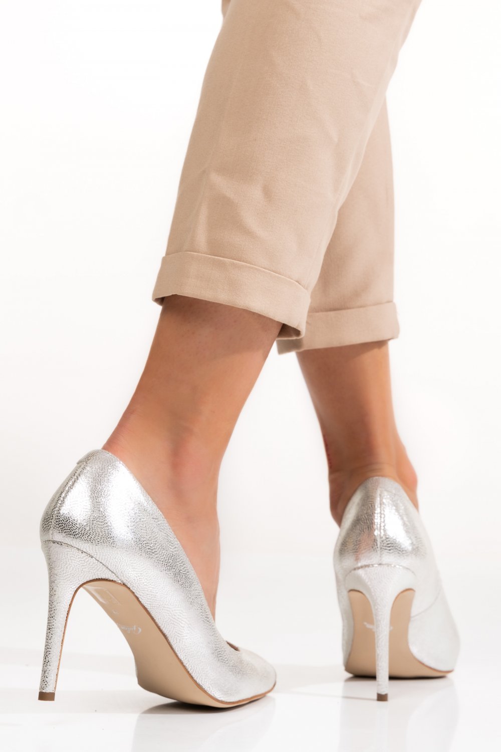 PANTOFI DAMA GUBAN PIELE NATURALA ARGINTII 1S77206