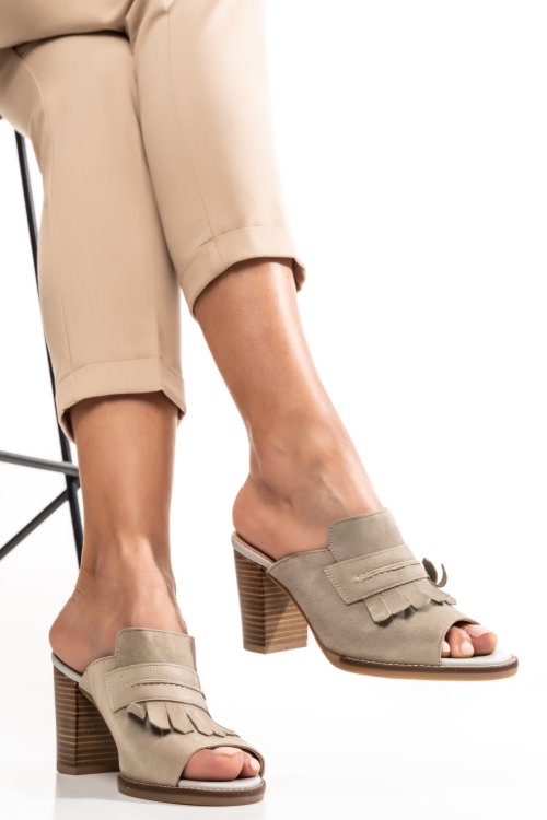 Sandale bej piele naturala iintoarsa 9s77j83