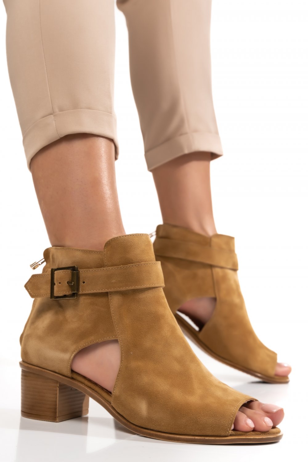 SANDALE DAMA PIELE NATURALA INTOARSA CAMEL 9S7709