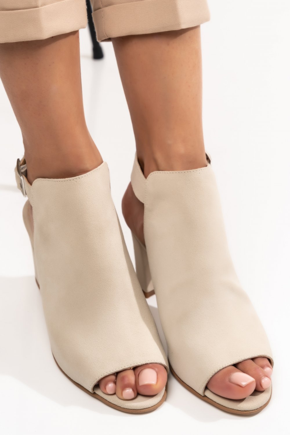 SANDALE BEJ PIELE NATURALA INTOARSA 9S7706