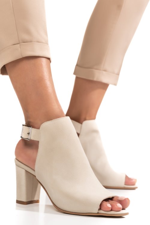 Sandale bej piele naturala intoarsa 9s7706