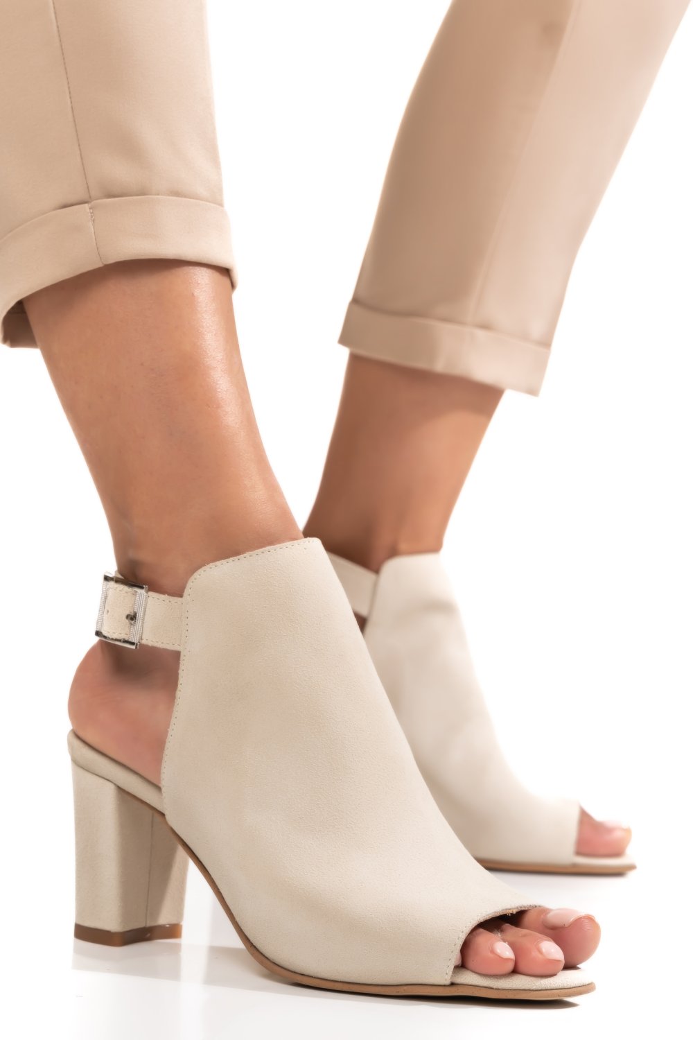 SANDALE BEJ PIELE NATURALA INTOARSA 9S7706