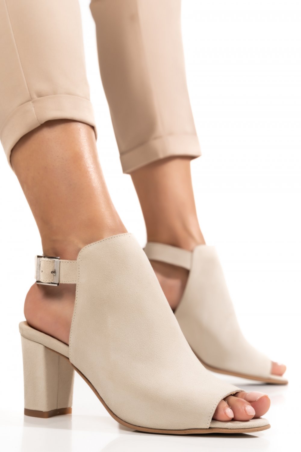 SANDALE BEJ PIELE NATURALA INTOARSA 9S7706