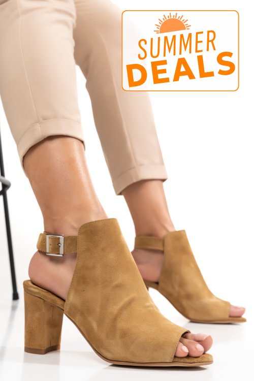 Botine dama piele naturala intoarsa maro  9s7706