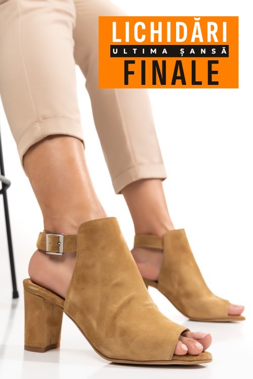 Botine dama piele naturala intoarsa maro  9s7706