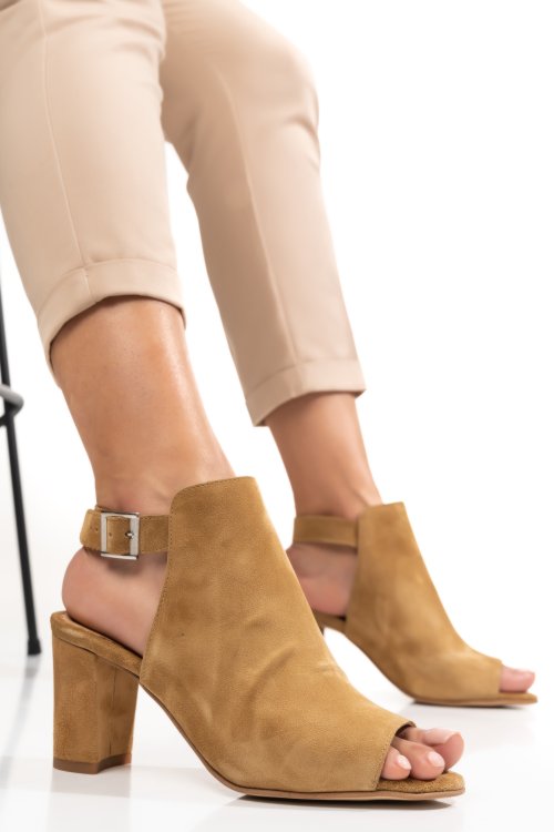 Botine dama piele naturala intoarsa maro  9s7706