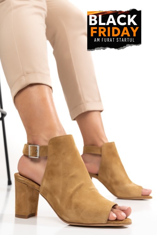 Botine dama piele naturala intoarsa maro  9s7706