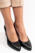 PANTOFI NEGRU FLORAL PIELE NATURALA MOSA