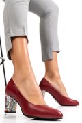 PANTOFI VISINII TOC FLORAL PIELE NATURALA 3S77015