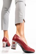 PANTOFI VISINII TOC FLORAL PIELE NATURALA 3S77015