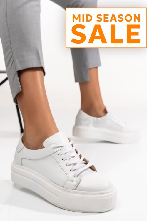 Pantofi sport dama piele naturala albi 3s77001