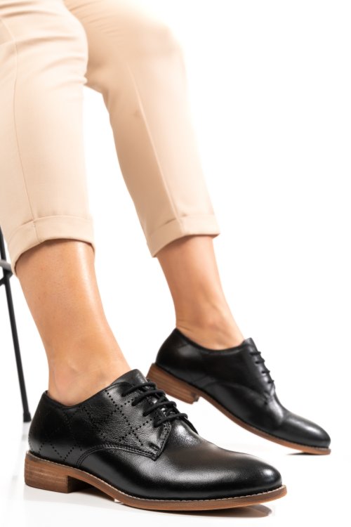 Pantofi casual femei piele naturala negri 8s77888