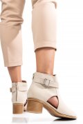 SANDALE DAMA PIELE NATURALA INTOARSA CREM 9S7709