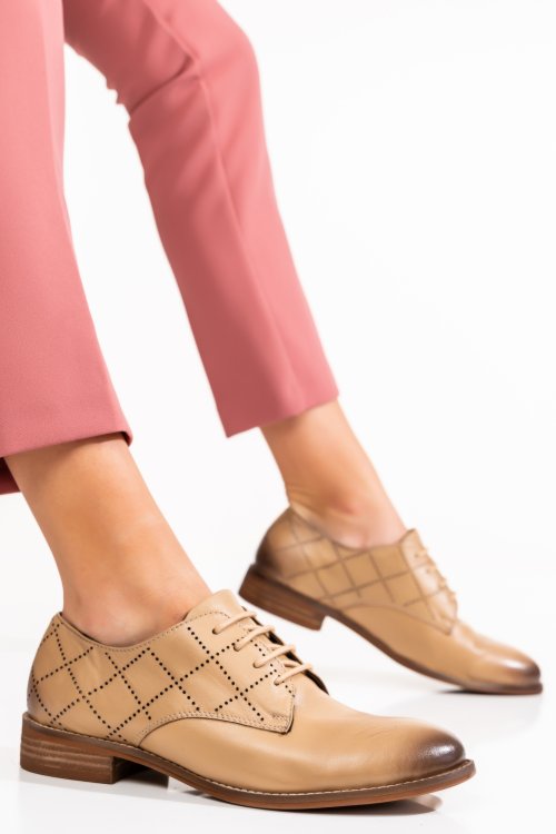 Pantofi casual bej femei piele naturala 8s77888